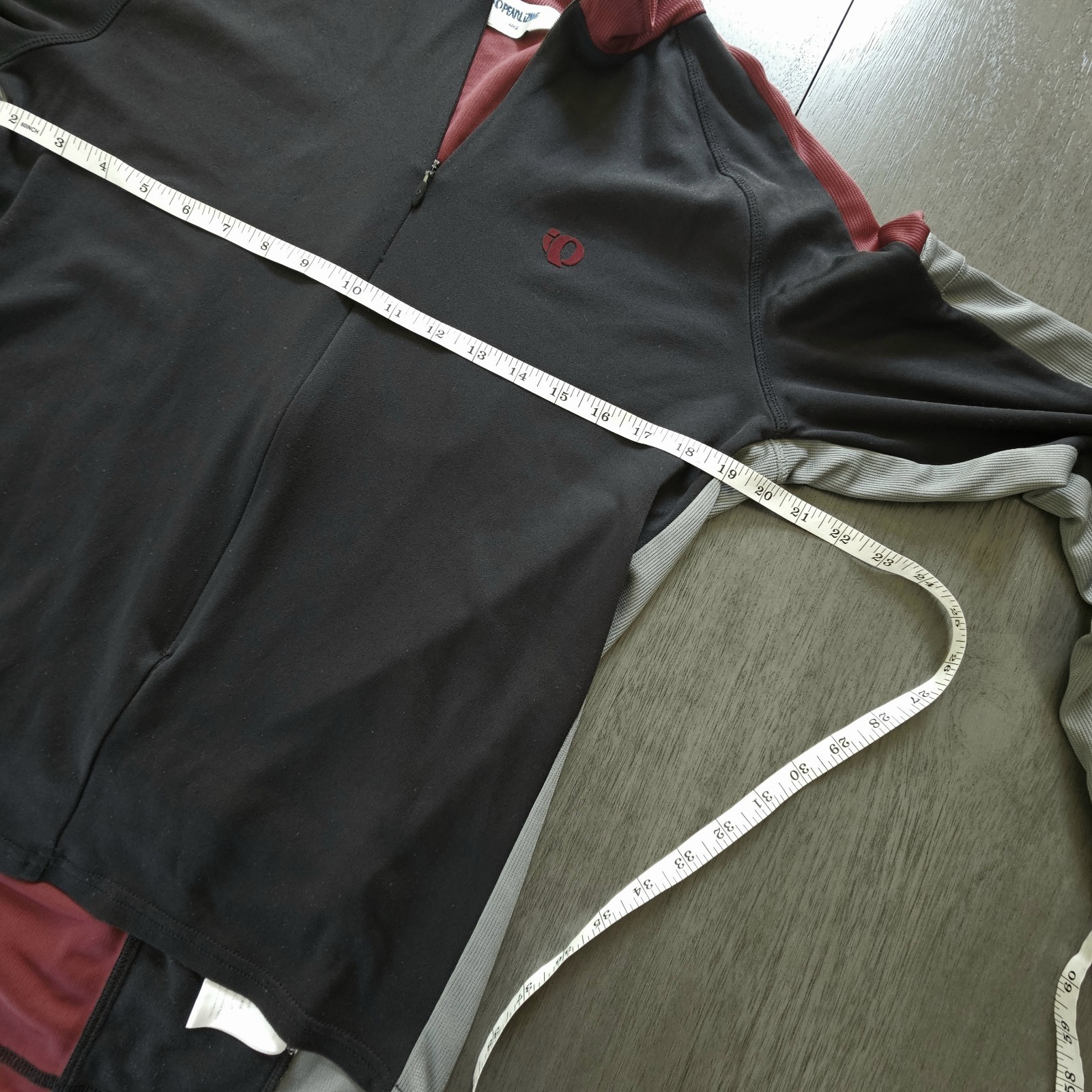 Pearl iZumi Womens Large Full Zip Cycling Jersey Pockets L Sleeve Black Maroon