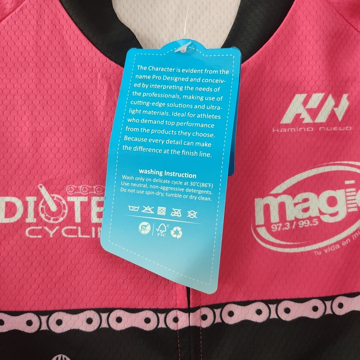 New Pink Warrior Ride Cycling Womens Jersey Large Full Zip Pink Back Pockets