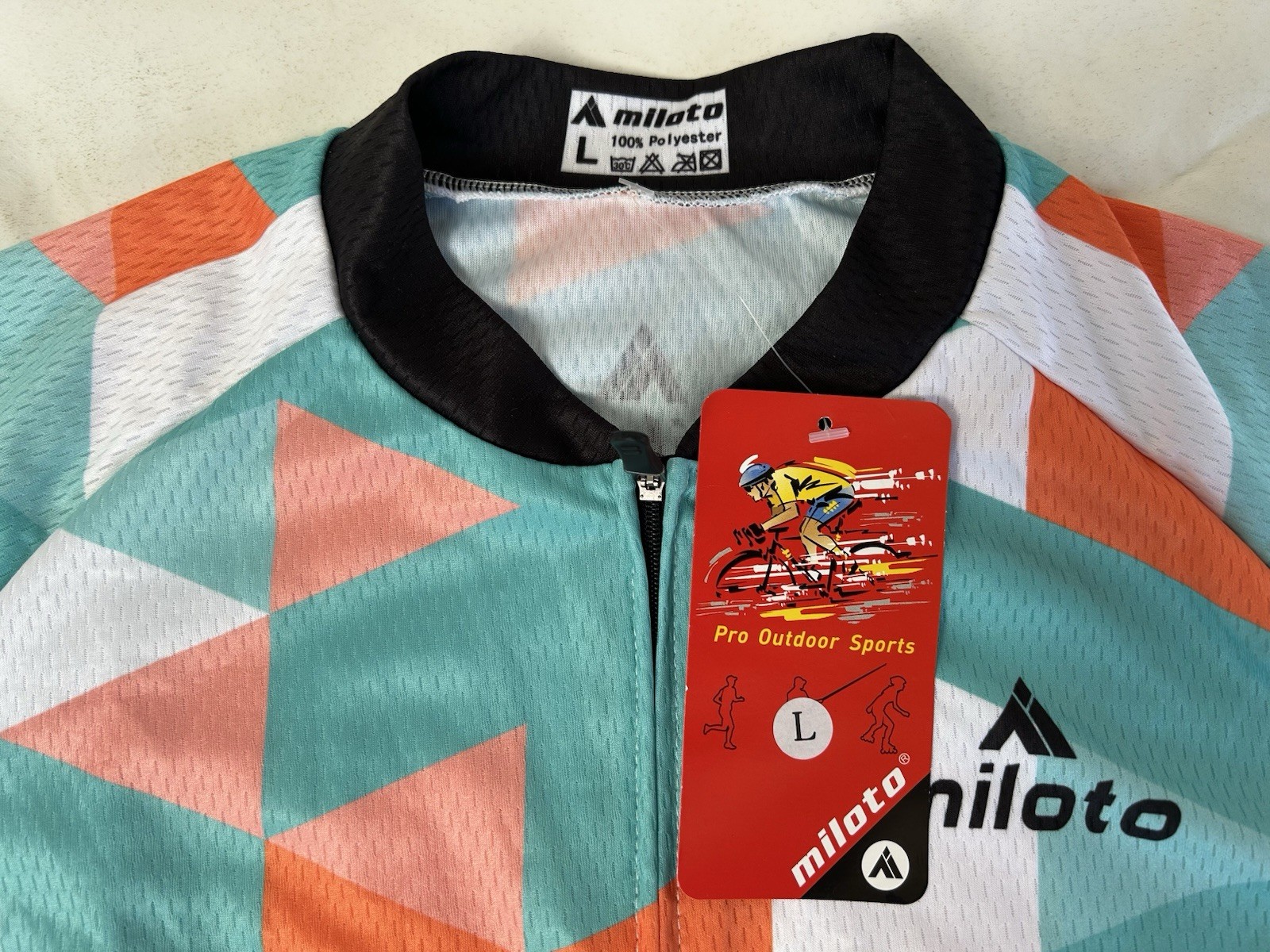 NWT Miloto Cycling Jersey Adult Large Full Zip Multicolor Graphic Cycling Shirt