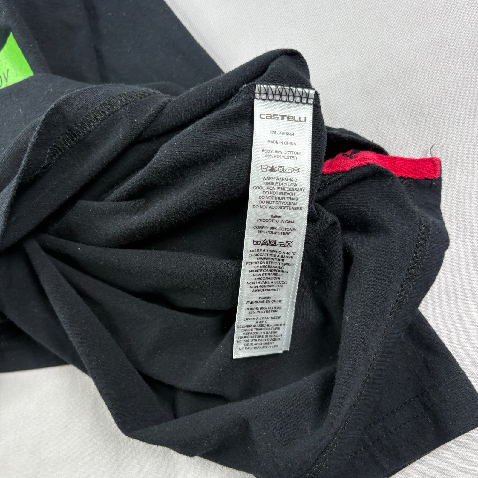 Castelli Cycling Shirt Mens Small Black Graphic Crew Neck Stretch Casual