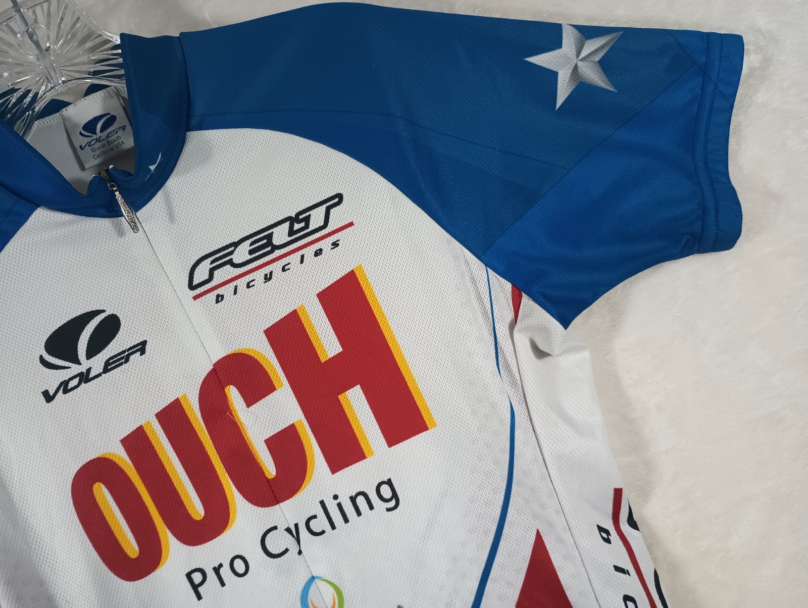 Voler Ouch Pro Cycling Men’s Small Cycle Jersey Bike Shirt Full Zip Club Raglan