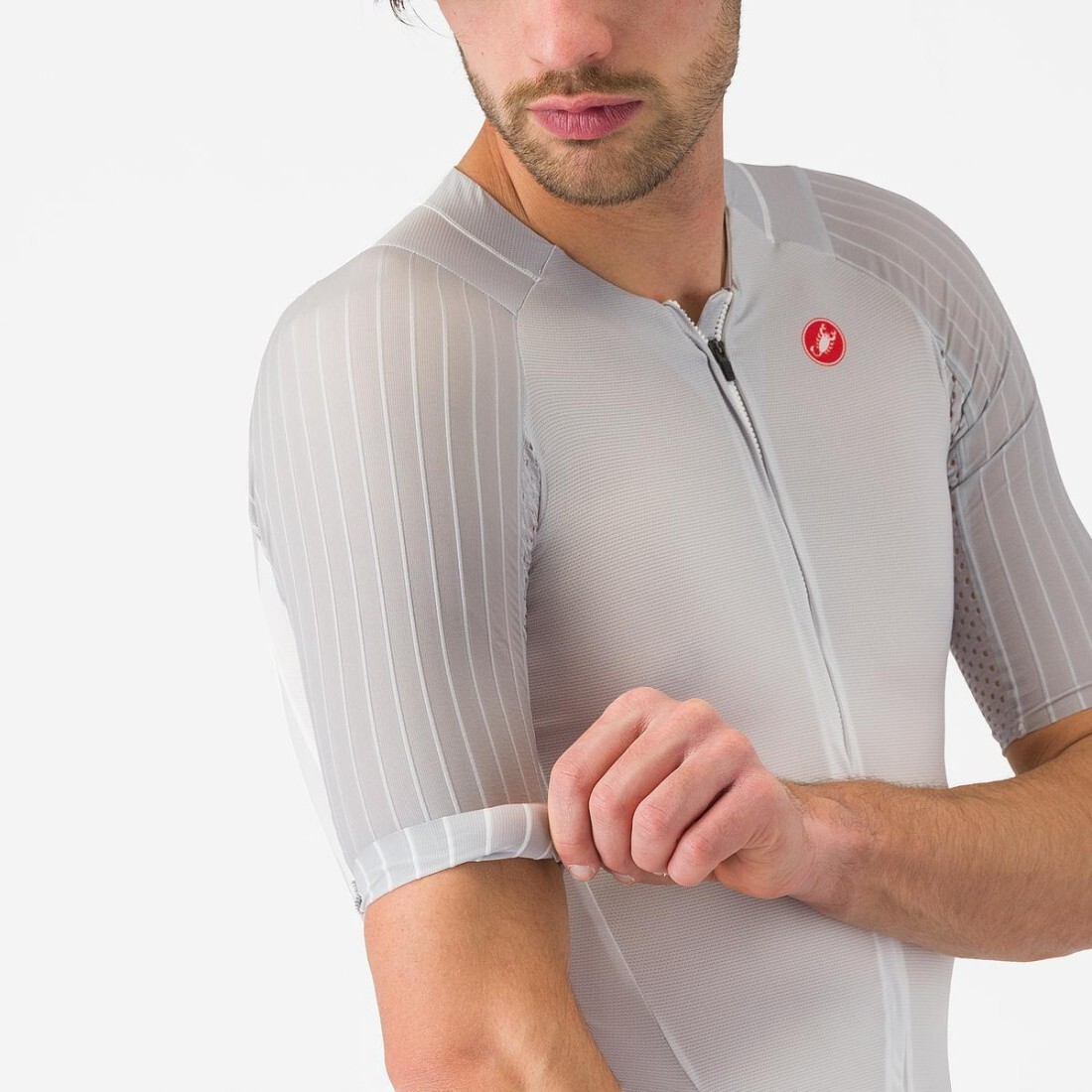 TRIATHLON SHORT SLEEVE SUIT BRAND: CASTELLI FREE SANREMO 3 SUIT WHITE / BLACK