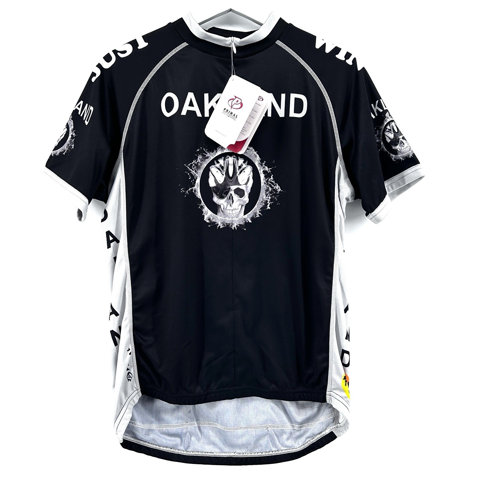 Primal Cycling Jersey Mens L Race Fit Oakland Black Hole Skull Full Zip Edgy