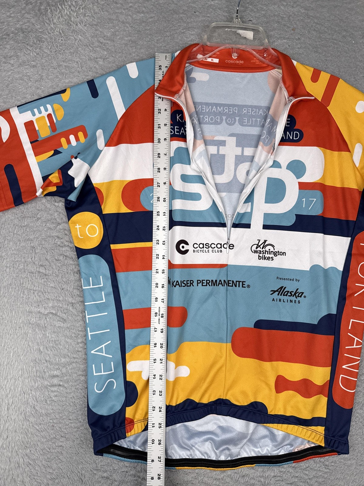 Cascade Cycling Jersey Mens XL Red Yellow Blue STP 2017 1/2 Zip Pockets Bike