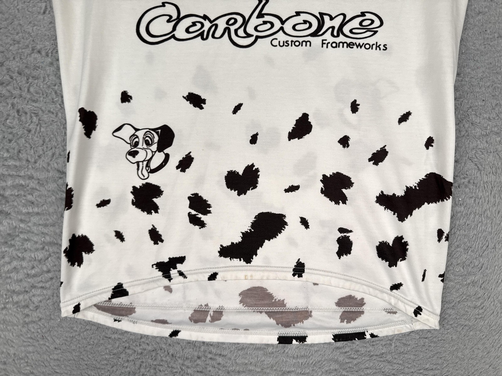 VINTAGE Aussie Cycling Jersey Womens Large White Tailwind Dog Print 1/4 Zip Poly