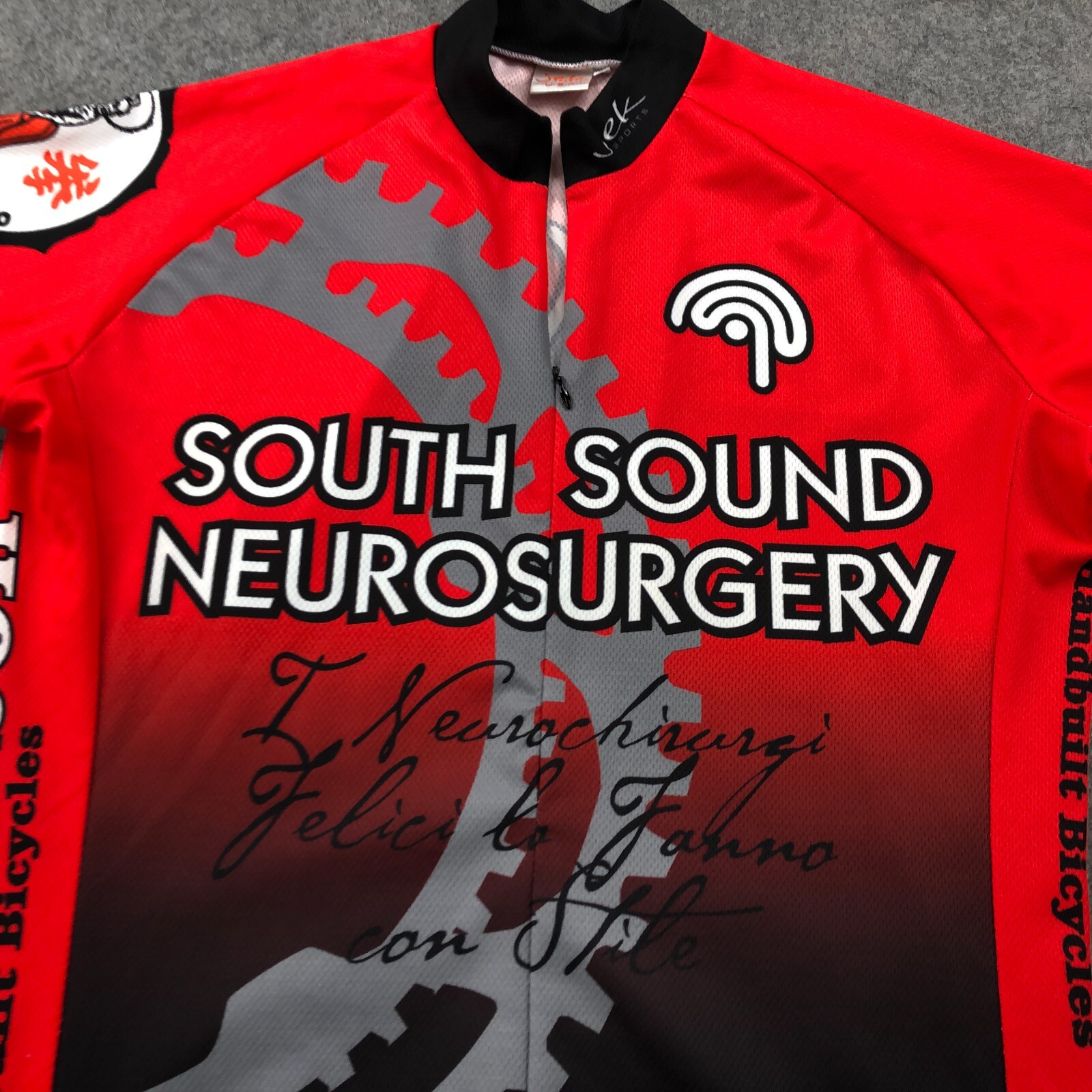 JEK Sports Cycling Jersey Adult Large Black Red Full Zip Biking