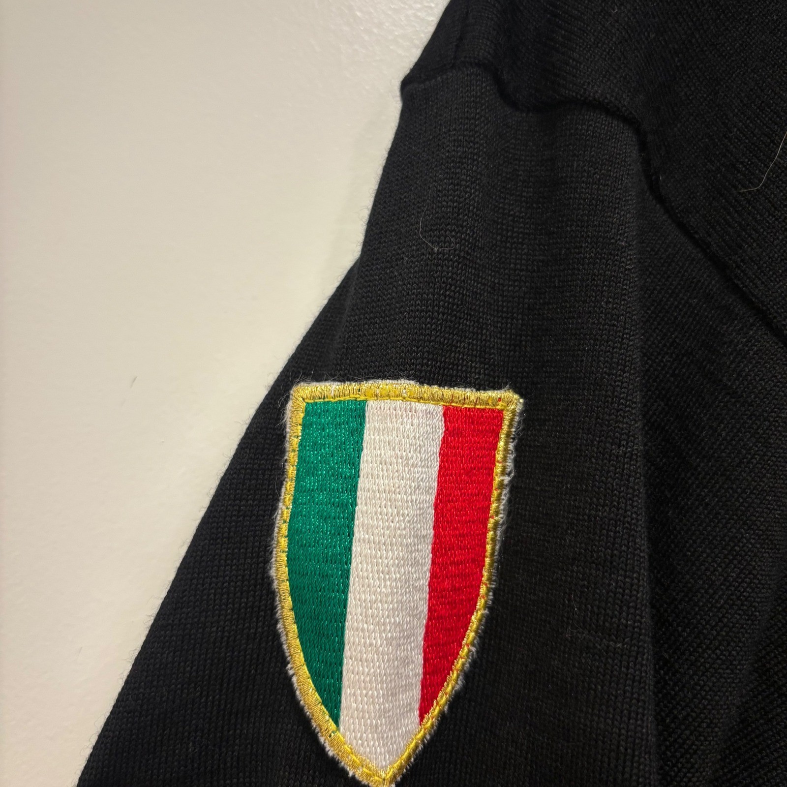 Woolistic Retro Merino Wool Cycling Jersey Black Green Dragon Italy Flag M