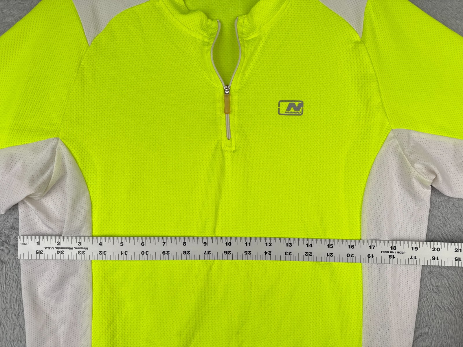 Nishiki Cycling Jersey Adult Large Yellow White 1/4 Zip 100% Polyester Pockets