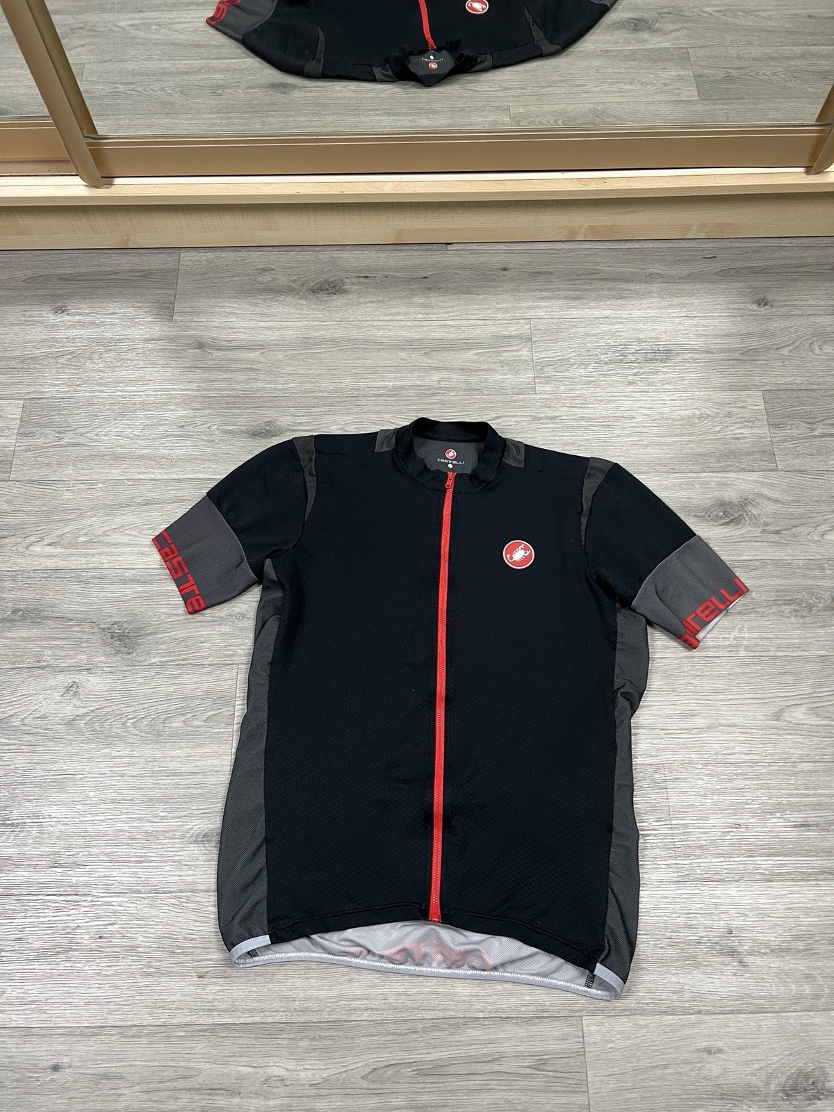 Castelli Aero Race 4.1 Solid FZ Cycling Jersey Black Grey Red Men’s Size XL
