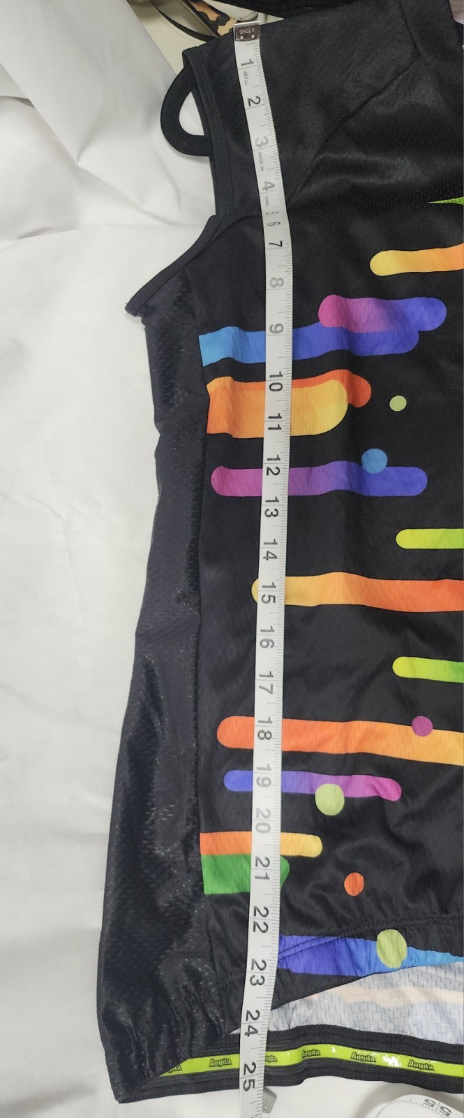 Aogda Colorful Full-Zip Cycling Shirt Jersey Sz L Mesh Sides 3 Pouches In Back