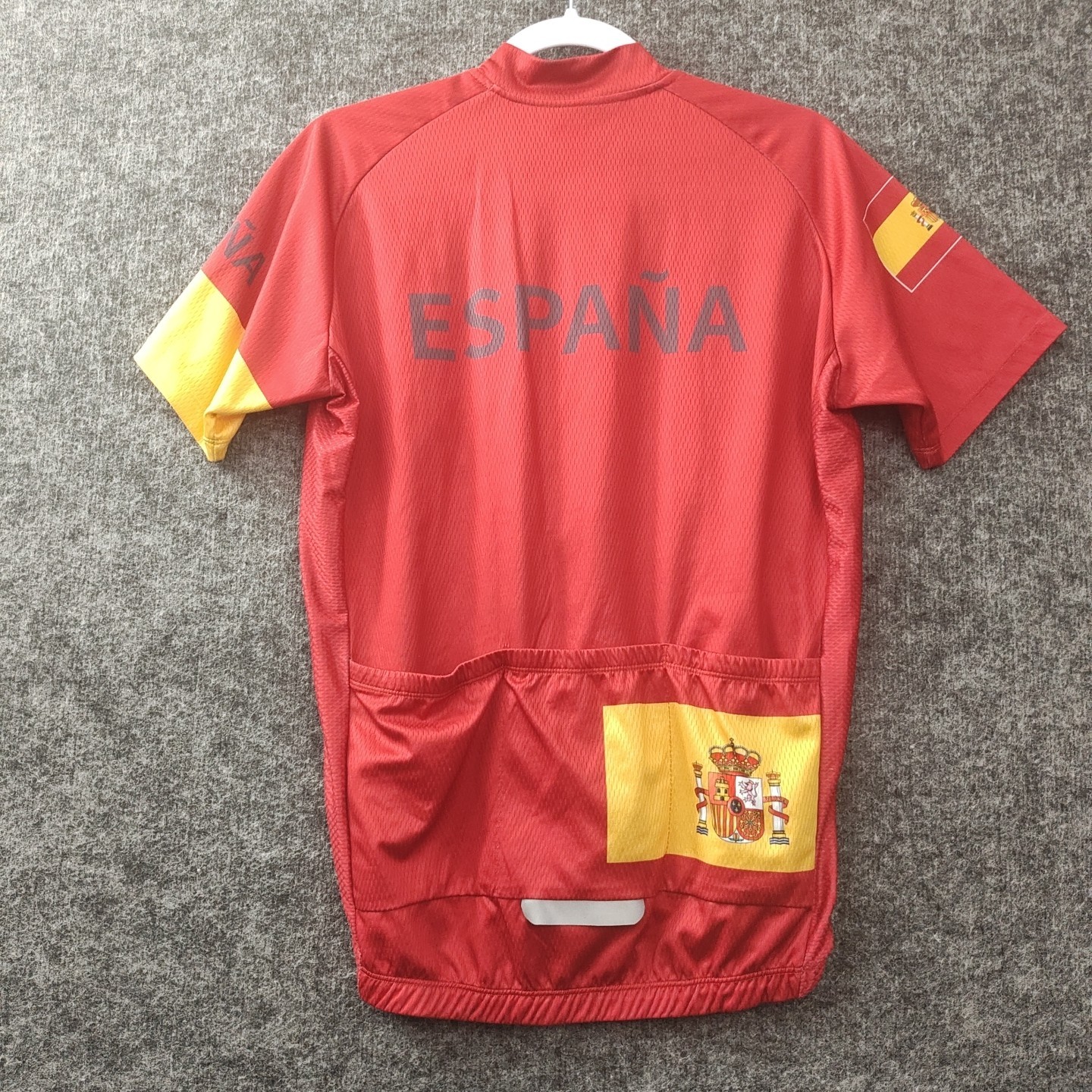 España Cycling Jersey Mens XL Red Full Zip Pockets Spanish Royal Crown Print