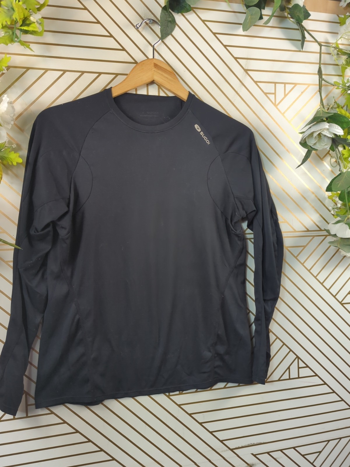 SUGOI Cycling Compression Shirt Black Base Layer Long Sleeve Women’s Size Large