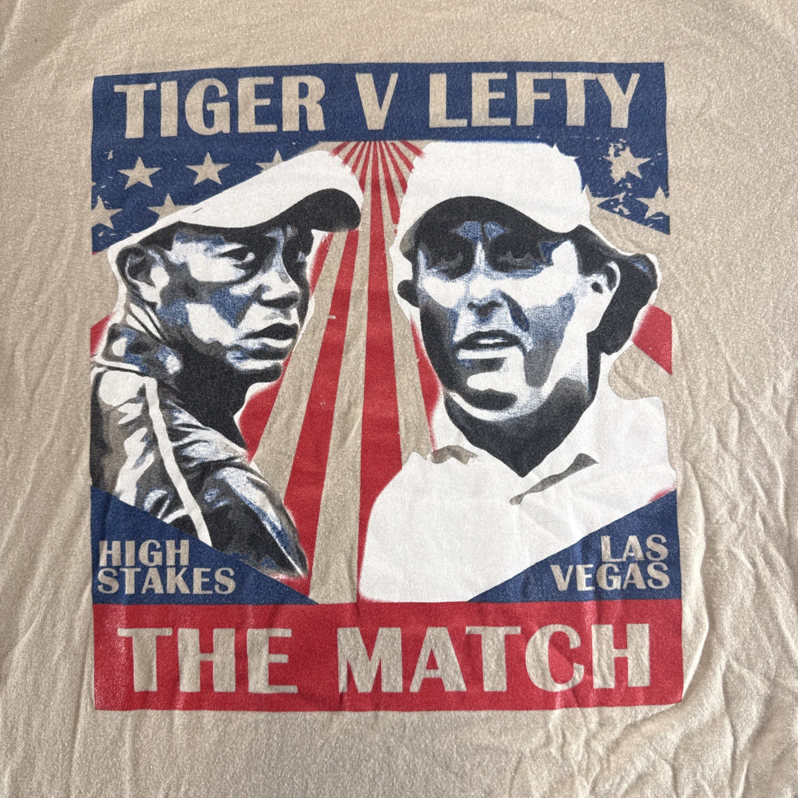 Tiger V Lefty Size Large Tiger Woods Versus Phil Mickelson T Shirt The Match.