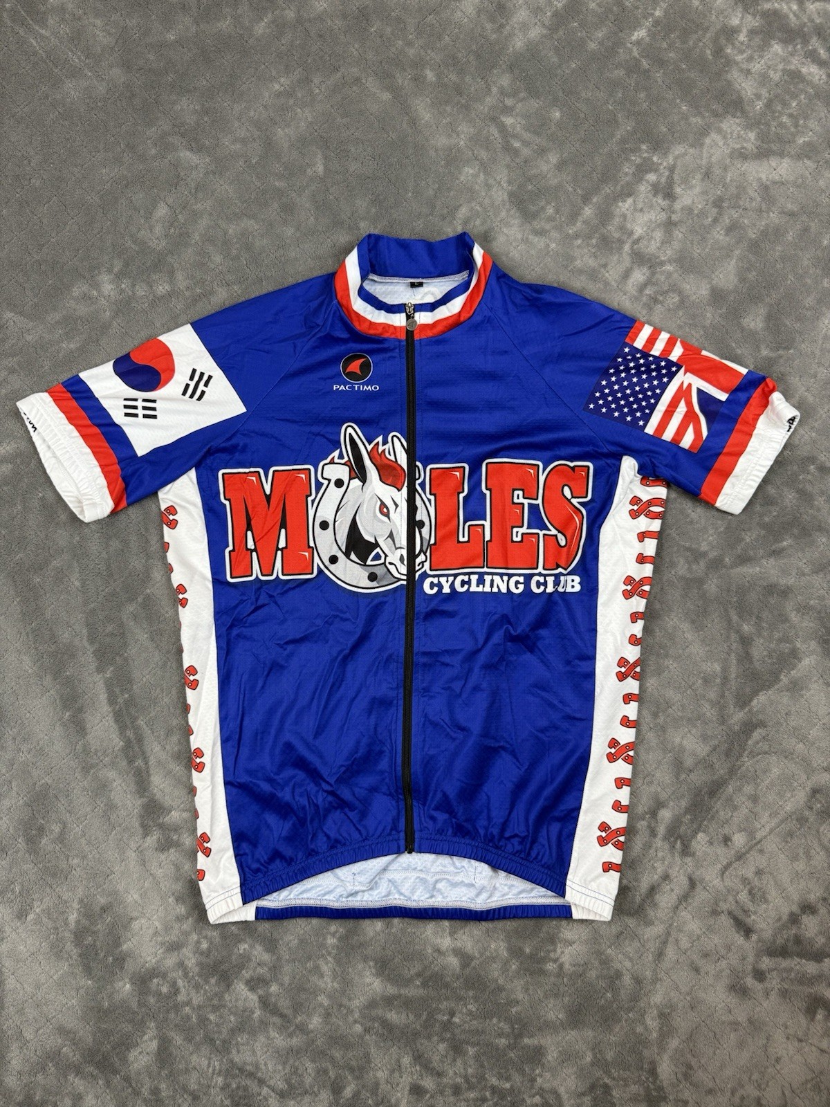 Bundle 2 Pactimo Mules Cycling Club Jerseys Size Large Blue & Pink Excellent