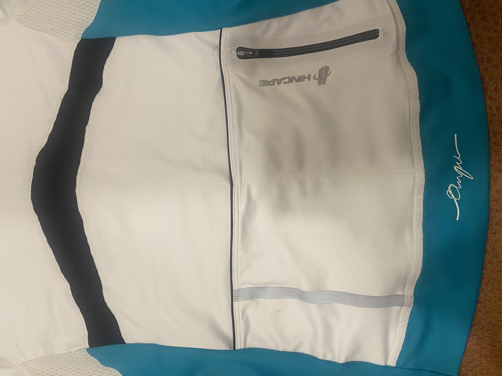 Hincapie Women’s George Signature Jersey Cycling Top Size Large White & Teal