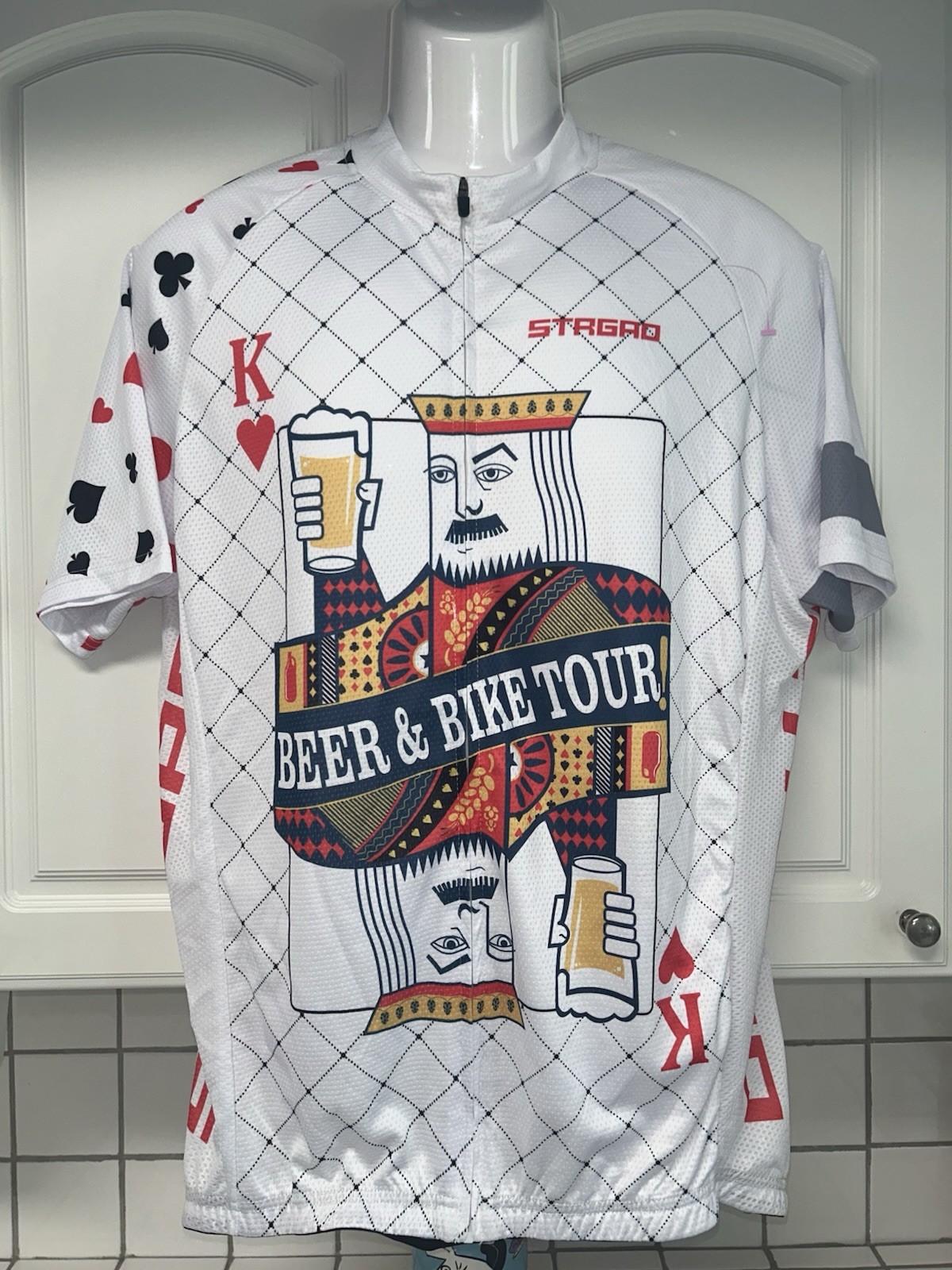 NEW STRGAO BEER & BIKE TOUR CYCLING JERSEY MENS 3XL FULL ZIPPER