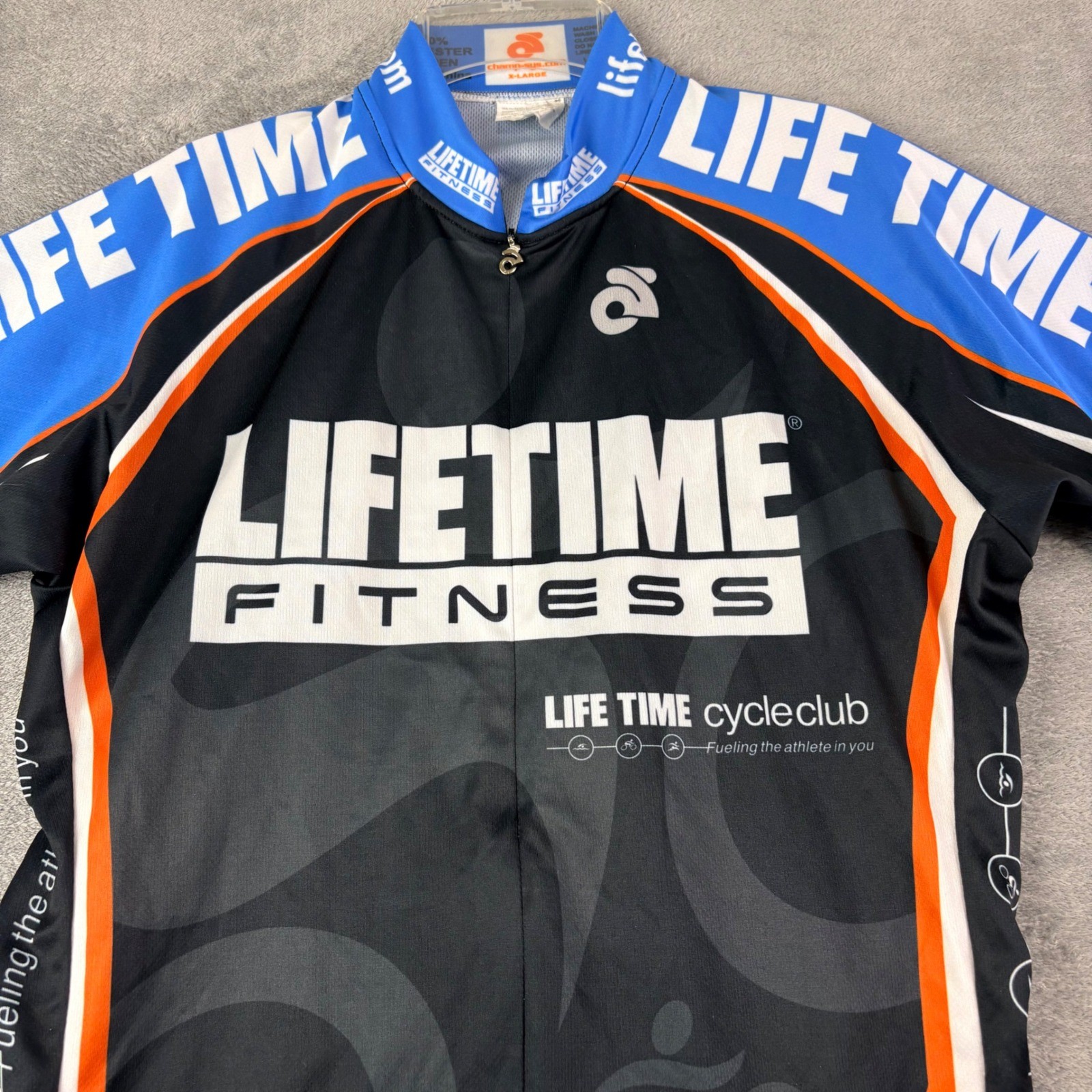 Life Time Fitness Womens XL Black Champ-Sys Cycling Jersey Full Zip Bike Cycle