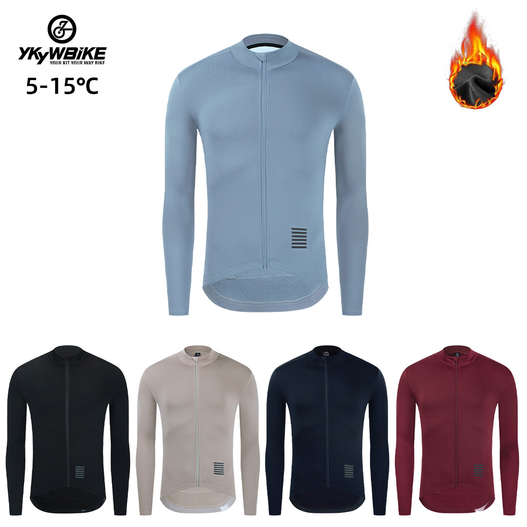 Winter Cycling Jersey Men’s Long Sleeve Tops Thermal Fleece Road Bike Jacket MTB