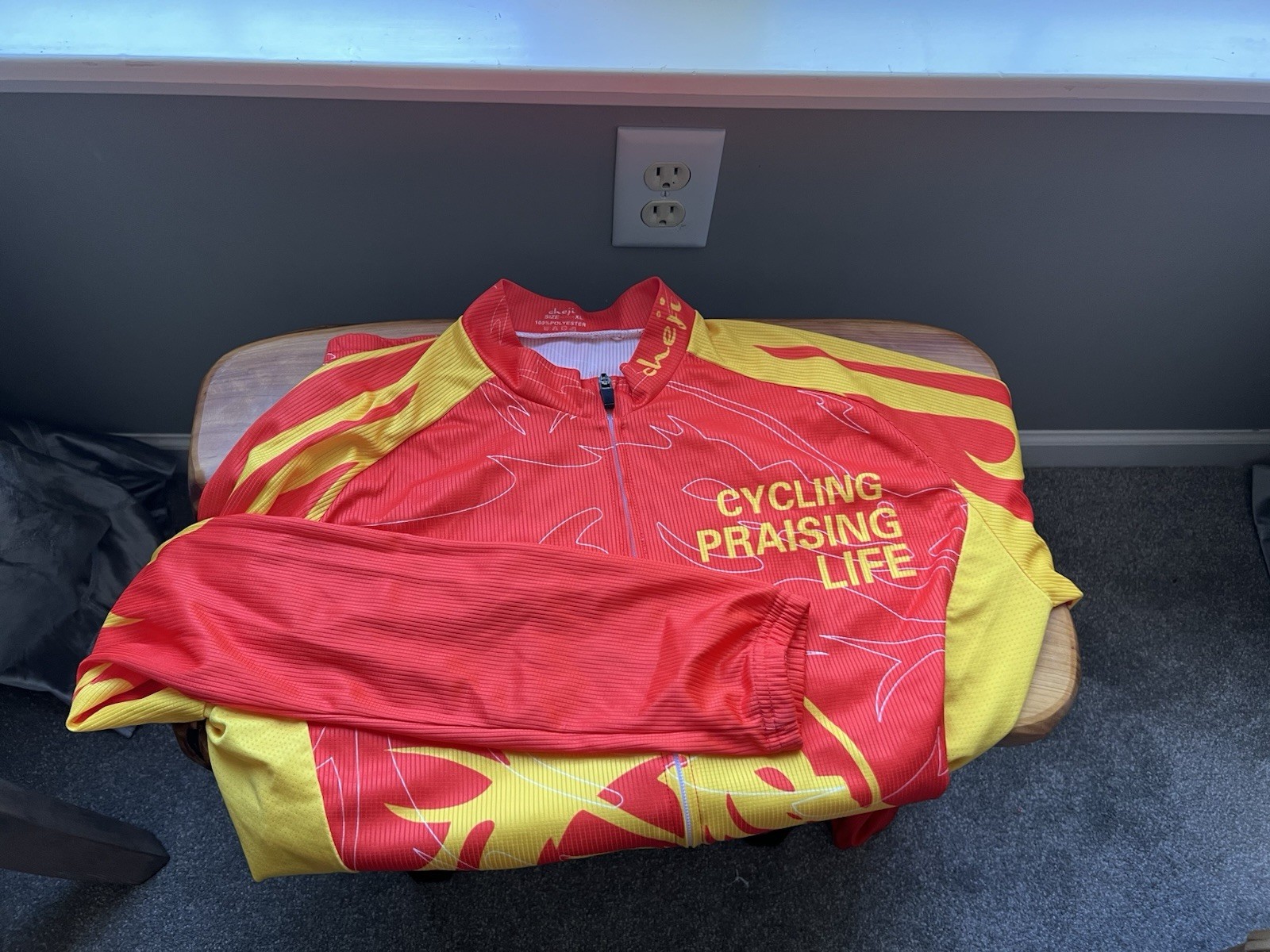 Men’s Cycling Kit XL Red, Black And Yellow, Long Sleeve Top, Full Length Pants