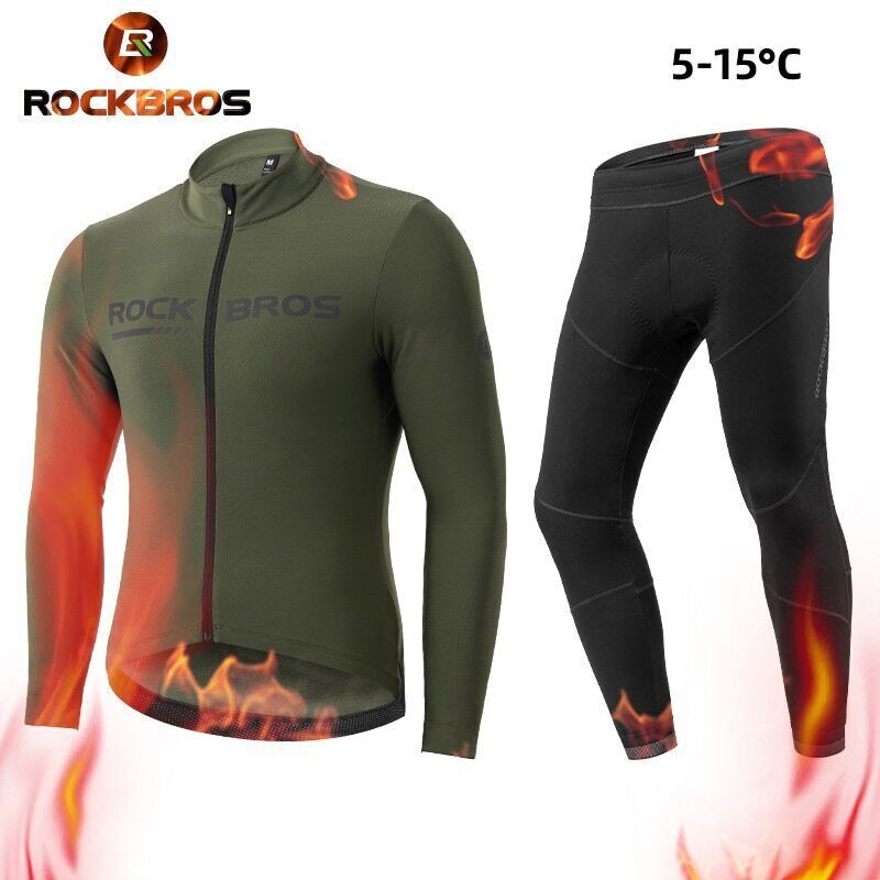 ROCKBROS Winter Fleece Cycling Jacket Suit Bike Jersey Bicycle Thermal Clothing