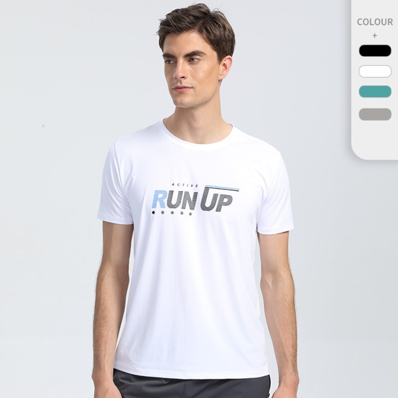 New Fashion Casual Printed Short Sleeve Men’s Round Neck Quick Drying Sports Top