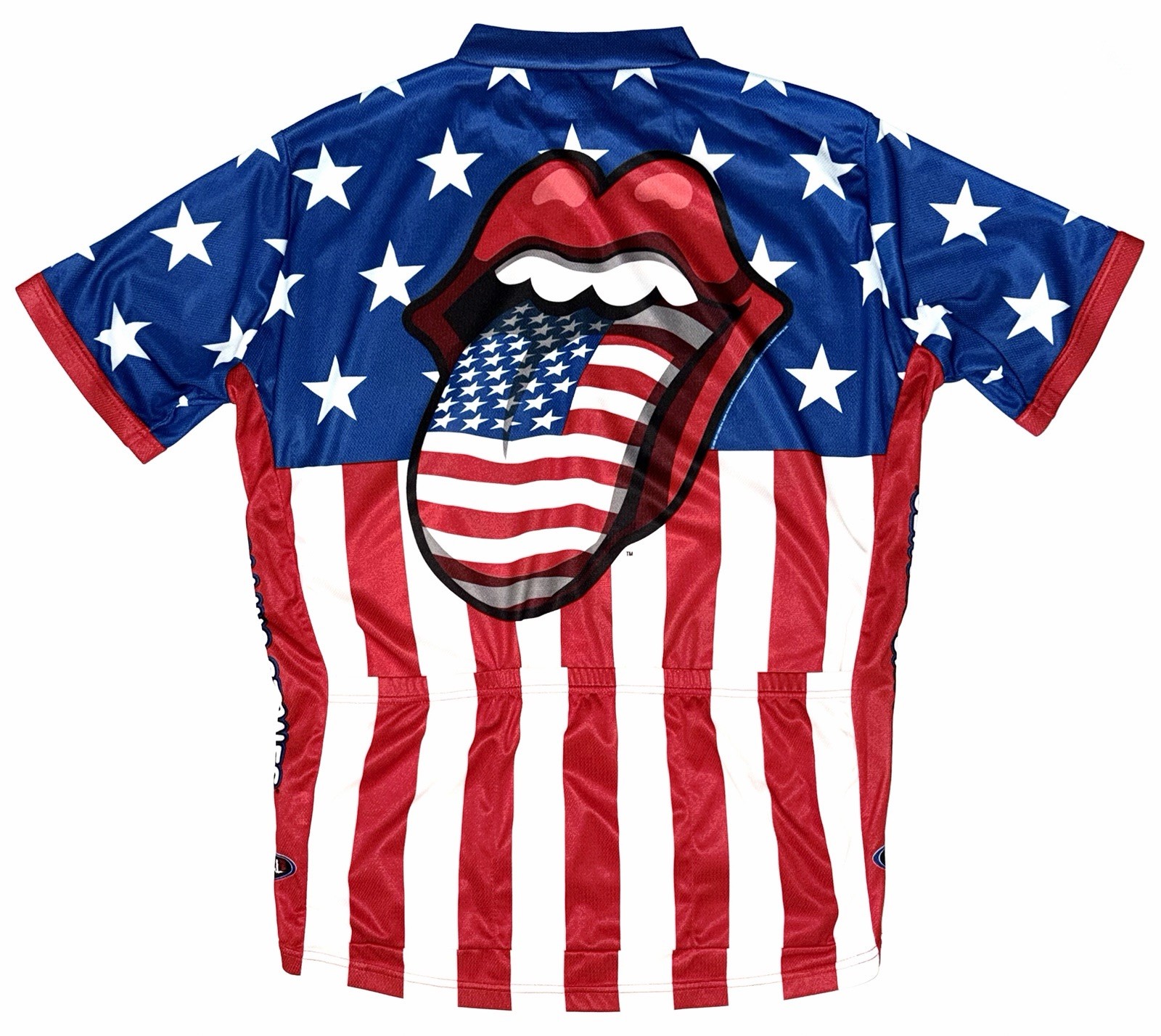Rare VTG 2005 Y2K Primal x Rolling Stones Mouth American Flag 3/4 Bike Jersey XL