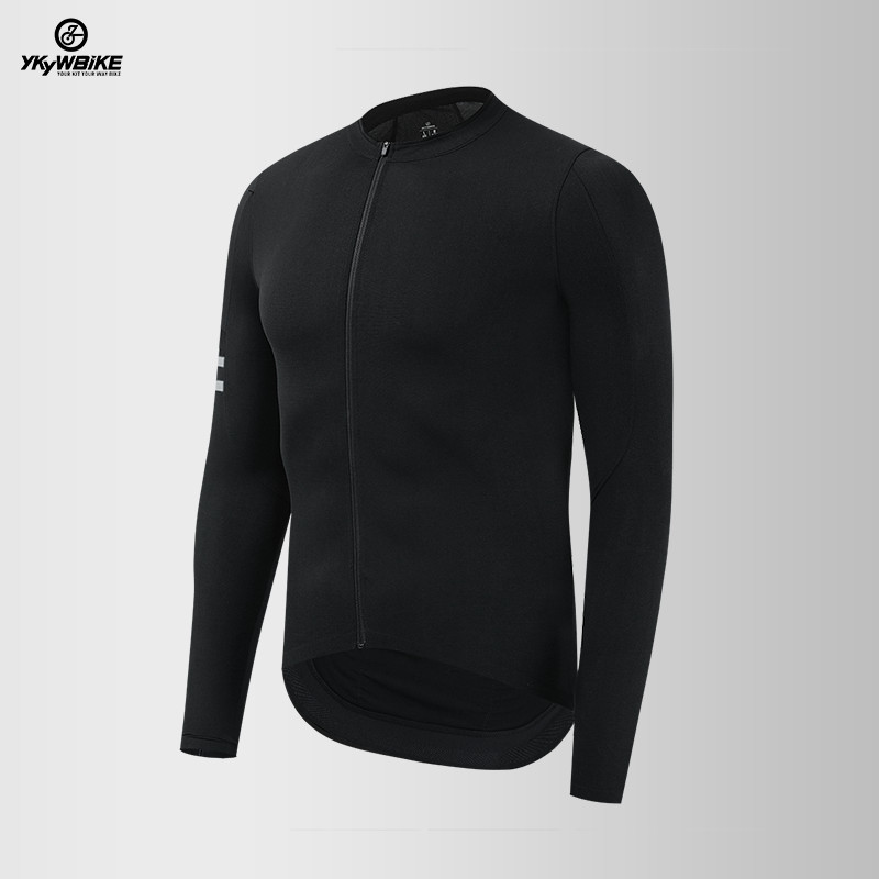 Mens Cycling Jersey Long Sleeve Bike Shirts YKK Full Zip MTB Bicycle Clothing