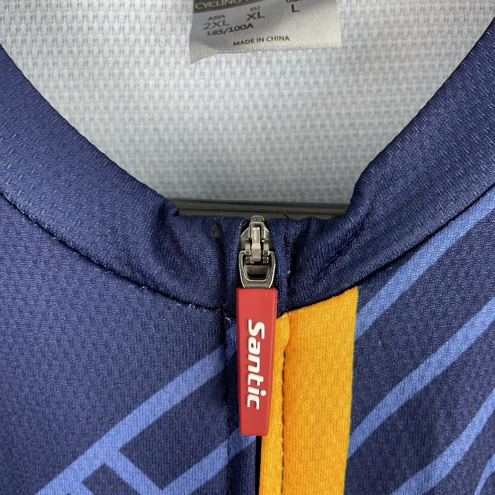 Santic Size Large Blue Full Zip Long Sleeve Lightweight Cycling Jersey Pockets
