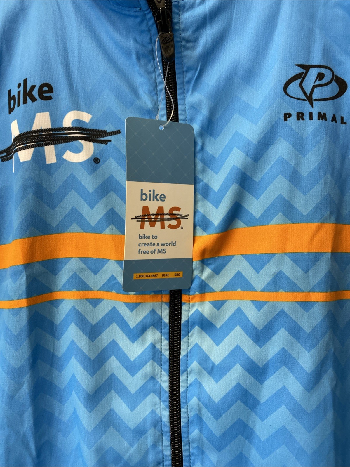 Primal Cycling Wind Vest Mens Large Blue Courage Classic Full Zip NEW/0649