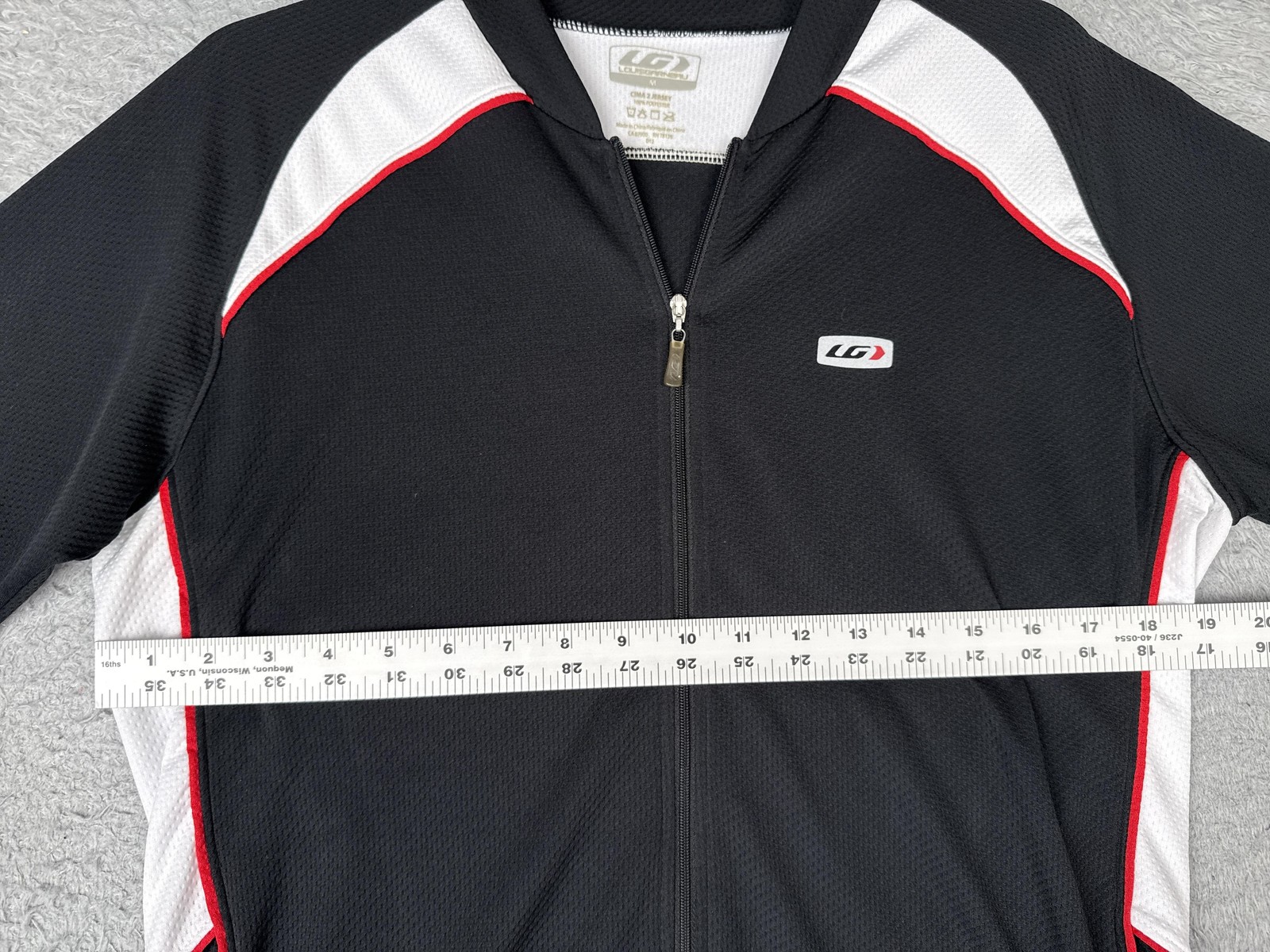 Louis Garneau Cycling Jersey Mens Medium Black Short Sleeve Zip Pockets CIMA 2