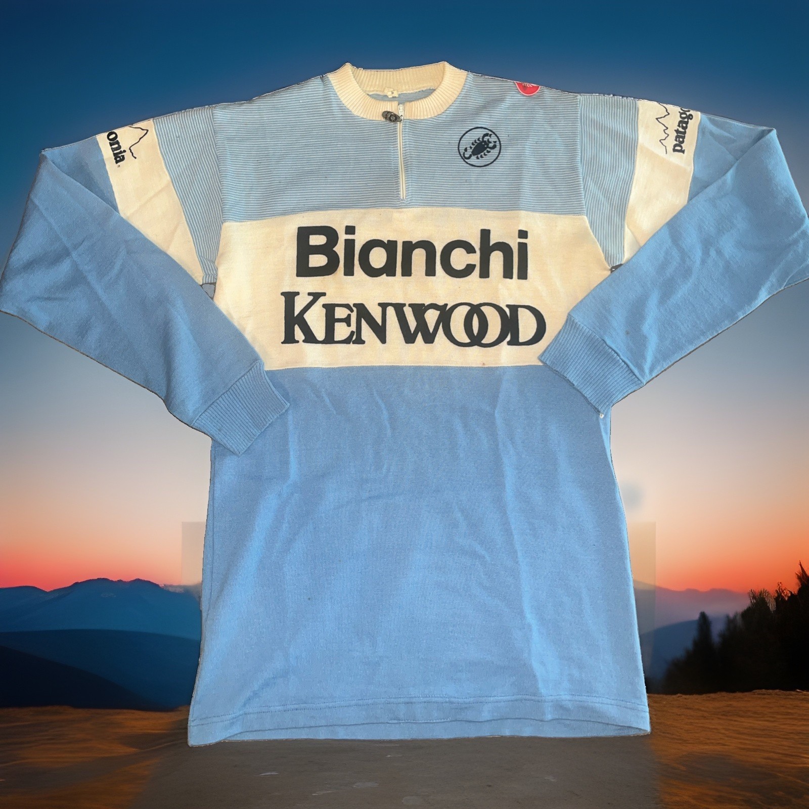 Castelli Blanchi Kenwood Wool Cycling Jersey Patagonia 80’s Made In Italy Sz 4