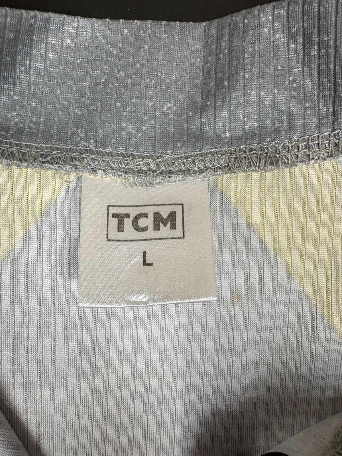 TCM Authentic Move Cycling Jersey Adult L Gray Yellow Black 1/4 Zip Short Sleeve
