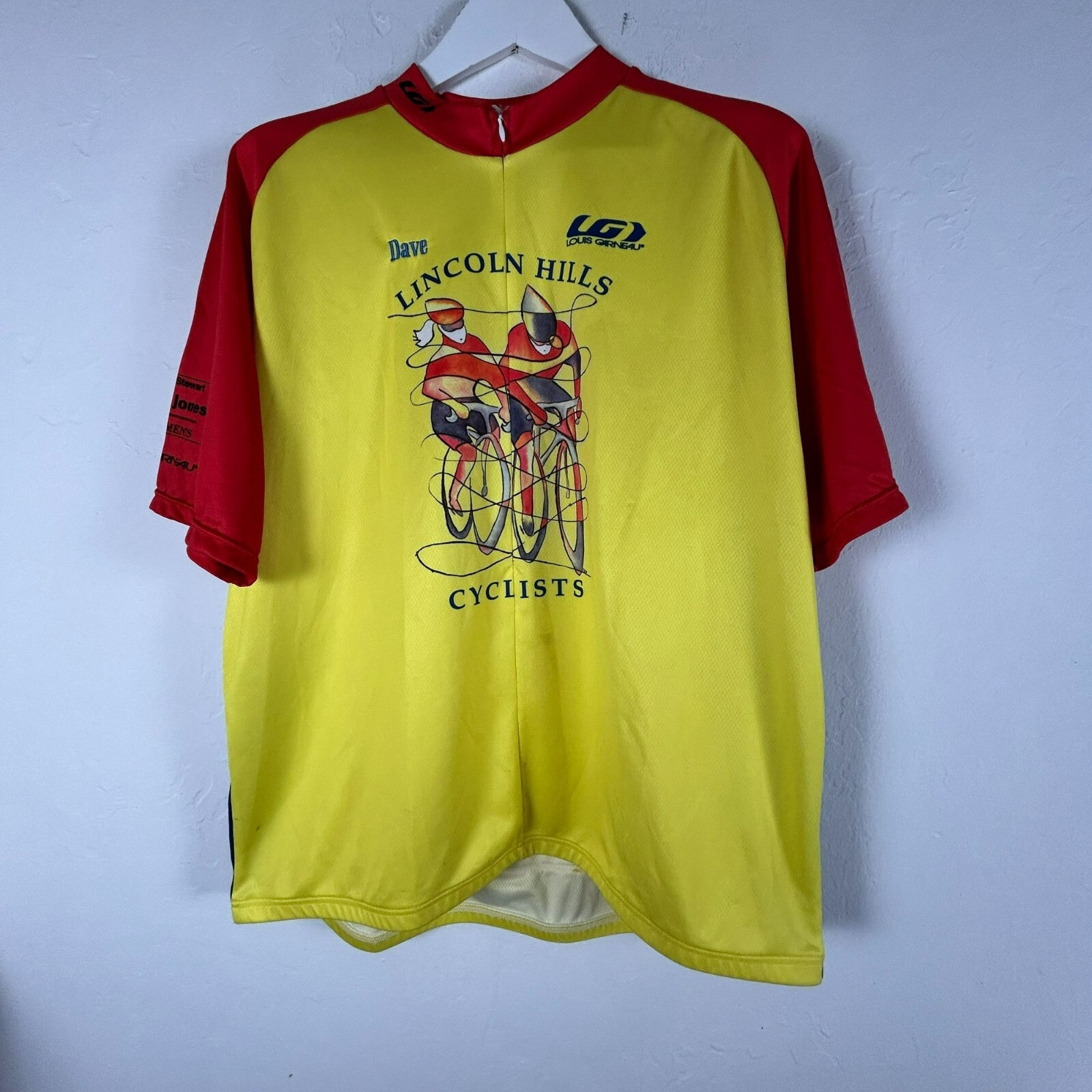 Louis Garneau Men’s Full Zip Mock Neck Activewear Cycling T-Shirt Yellow/Red