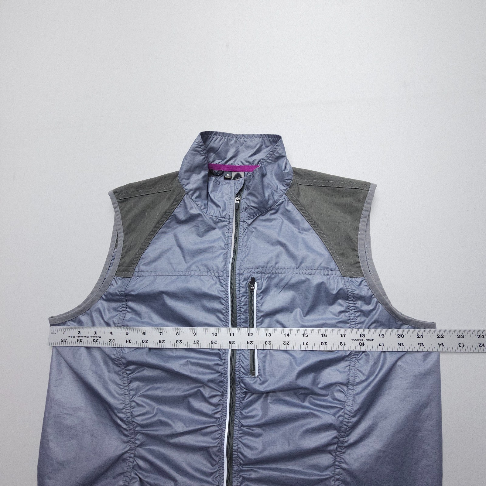 Club Ride Cycling Vest Womens XL Gray Full Zip Reflective Windbreaker Road Bike