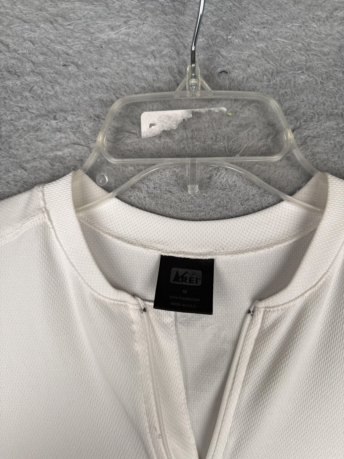 REI Cycling Jersey Womens Medium White Short Sleeve 1/4 Zip Pockets Bike Top