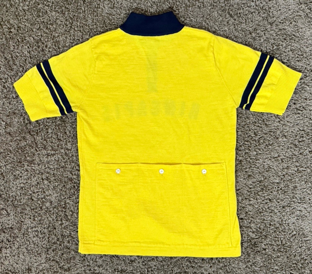 Hincapie Wool Cycling Jersey 1/4 Metal Zip Yellow + Black Made in Italy Medium