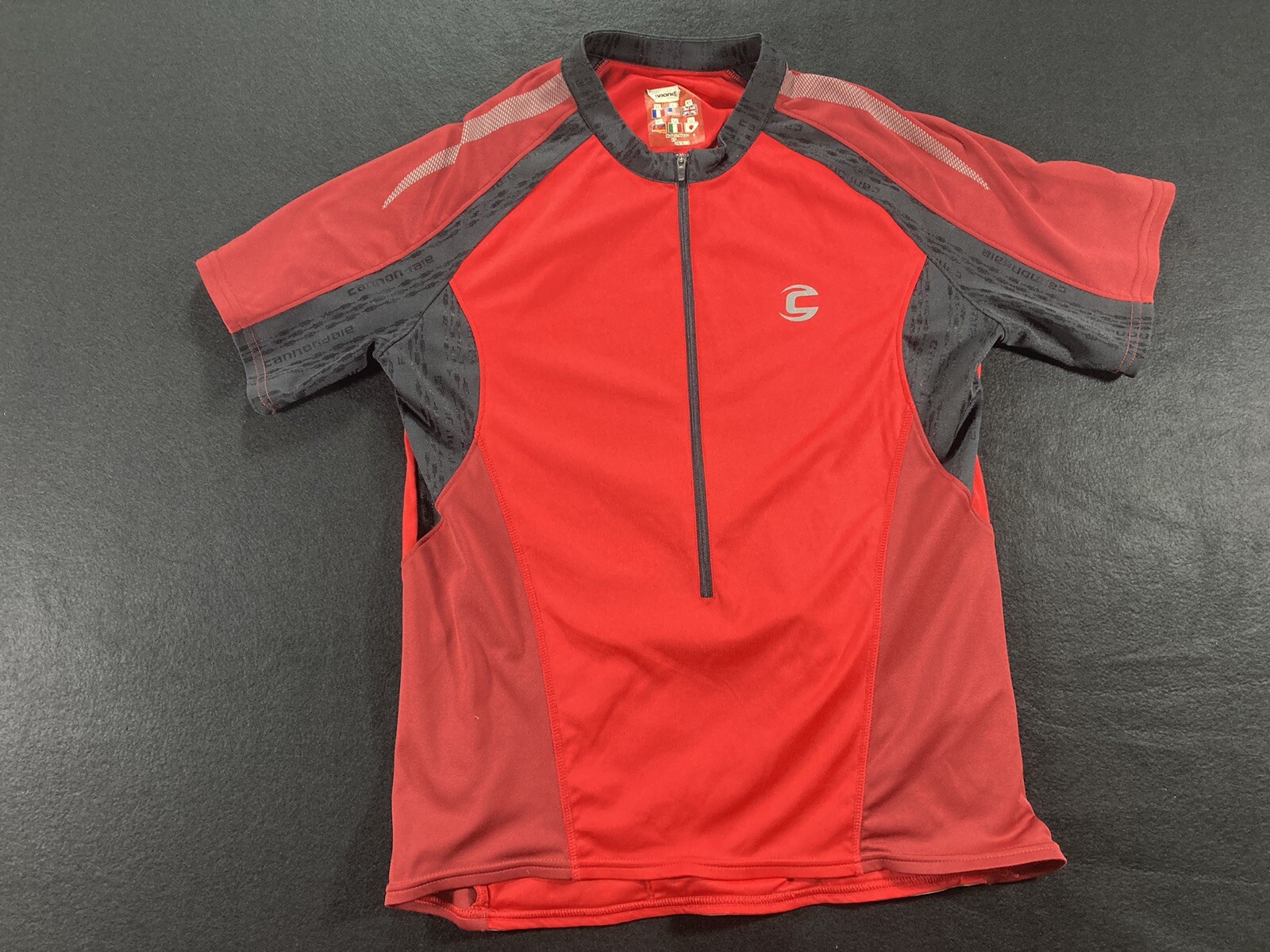 Cannondale Men’s Cycling Jersey Red Size Large 3/4 Zip Short Sleeve