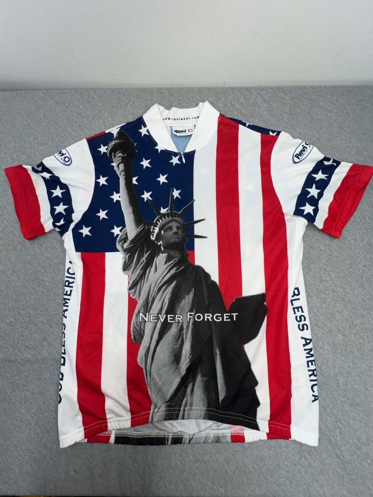 Revi Cycling Jersey XL Statue Of Liberty Patriotic American Flag Never Forget