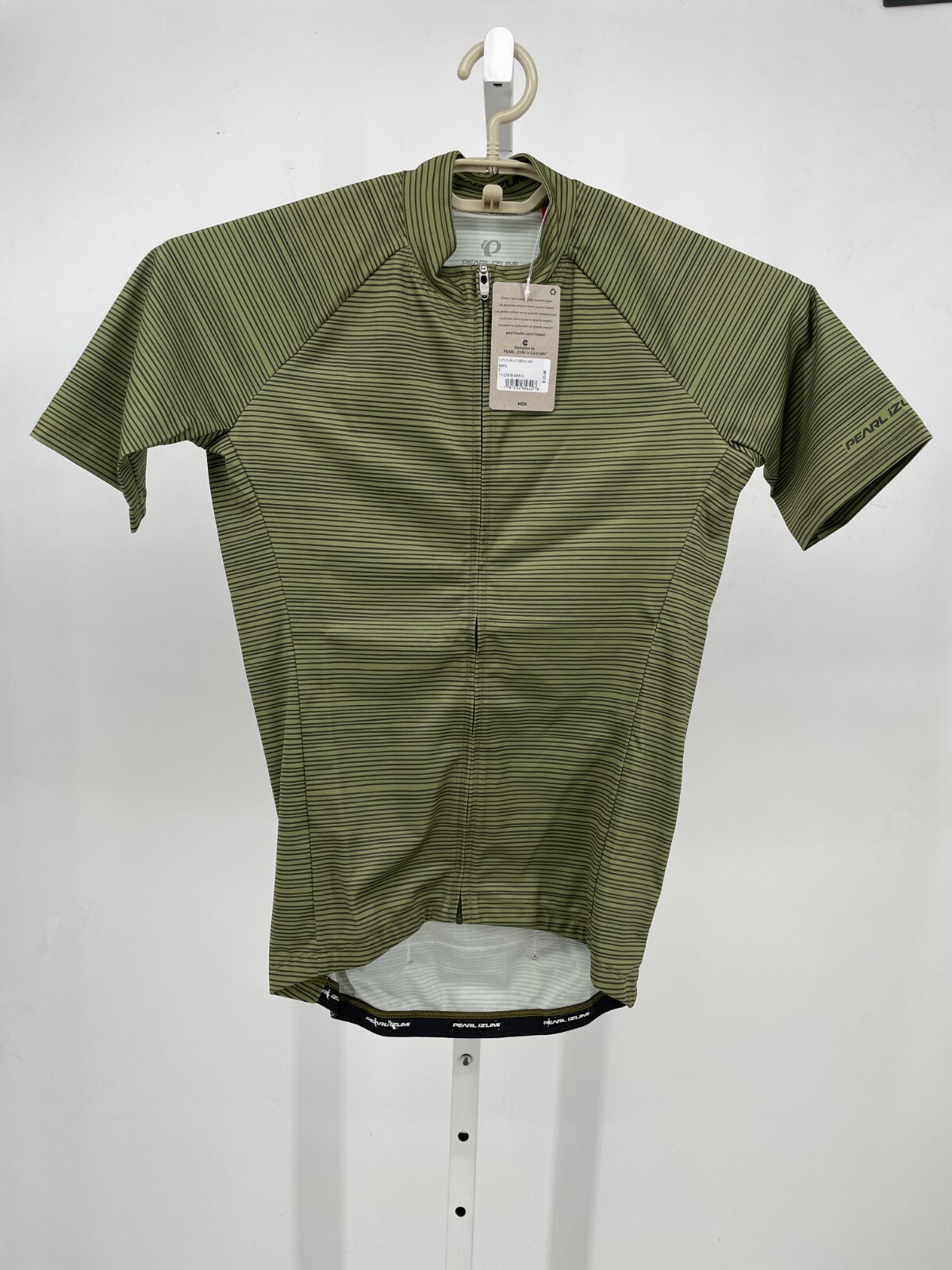 Pearl Izumi Mens ELITE Pursuit Graphic Jersey Green Striped Stretch 11121818