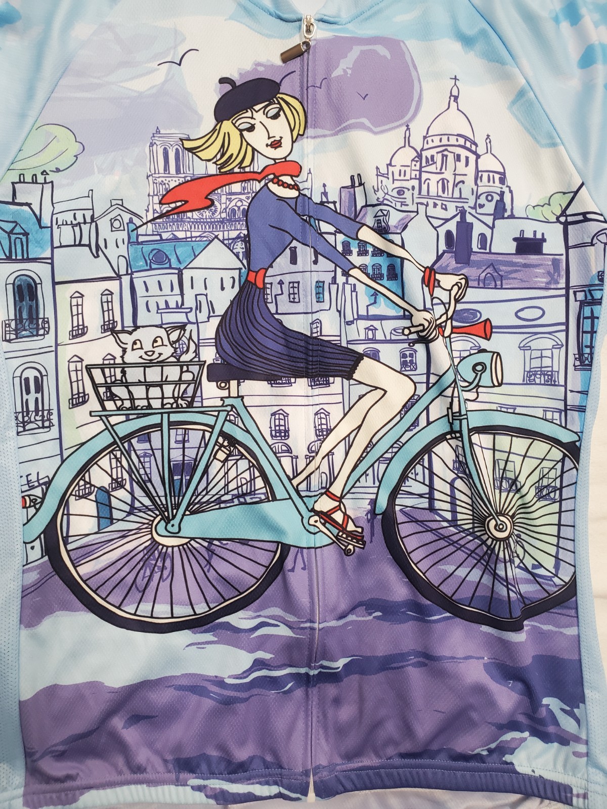 83 Sportswear Women’s Paris City Bicycle Cycling Jersey Full Zipper Top XL