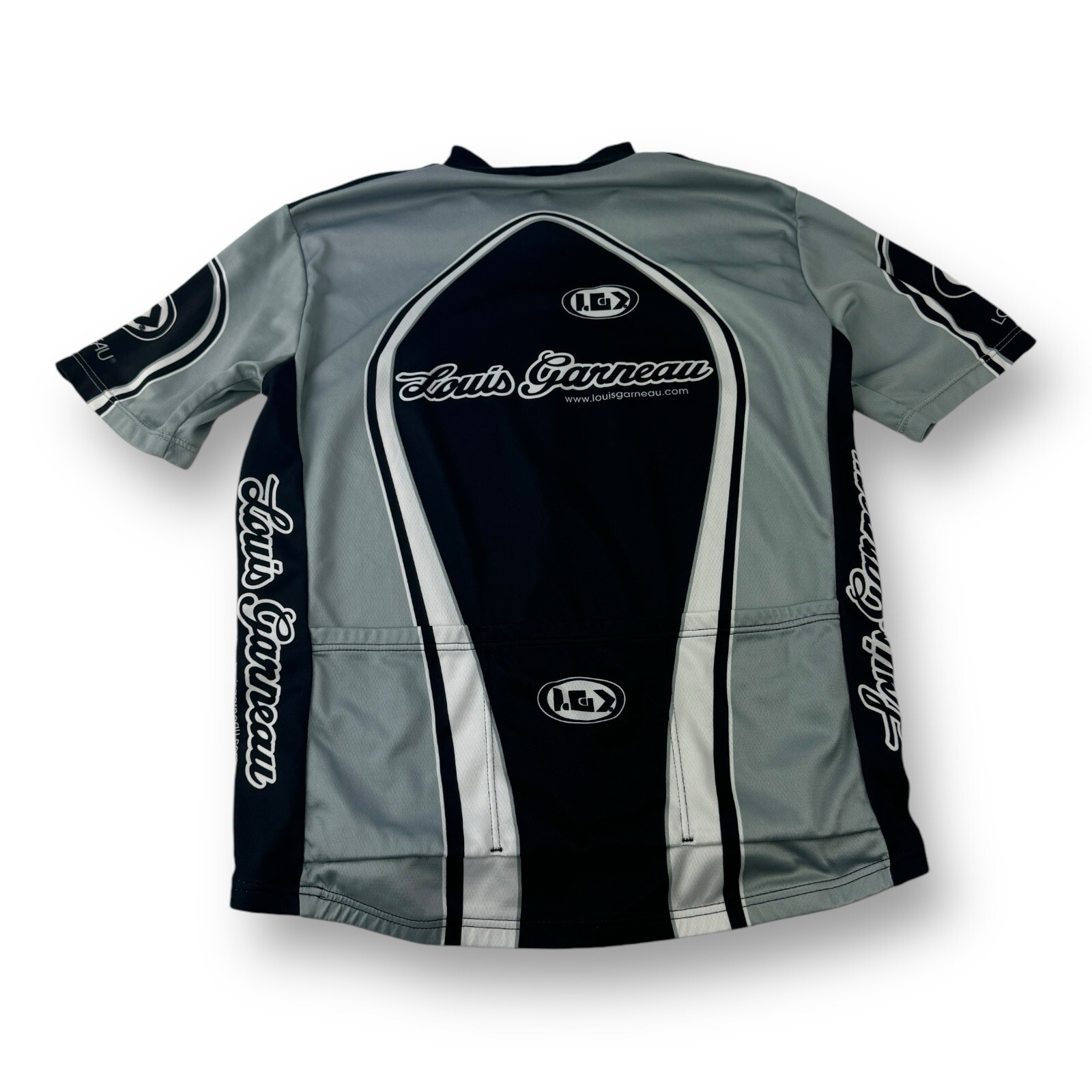 Louis Garneau LG Mens Large Black & Gray ¾ Zip Stretch Biking Jersey Made in USA