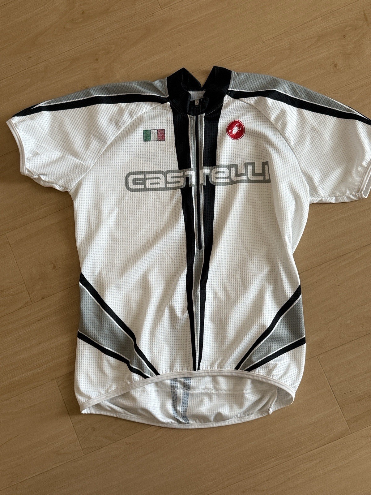 CASTELLI MEN’S CYCLING BIKING JERSEY BLACK WHITE LIGHTWEIGHT BREATHABLE LARGE