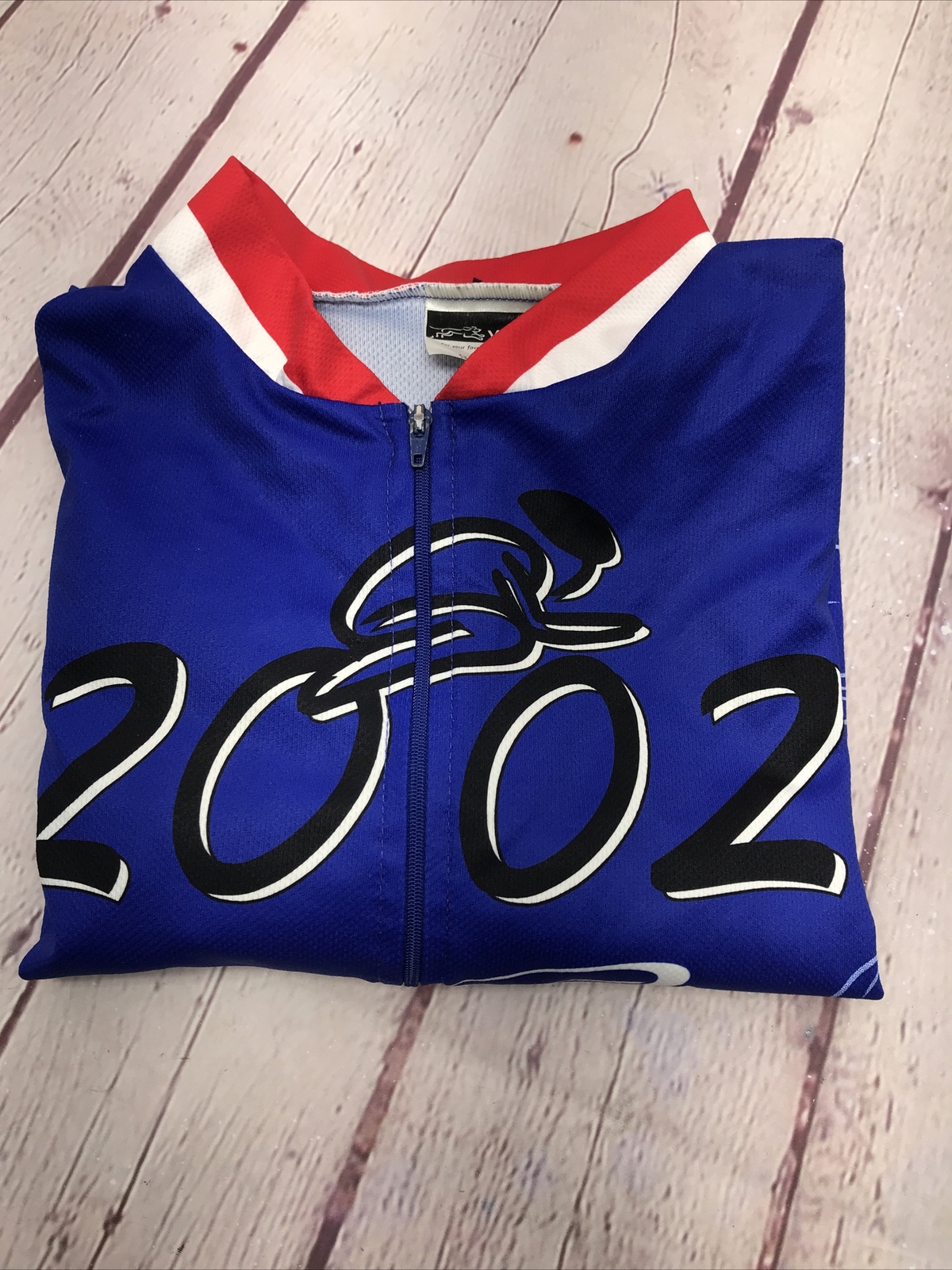 Large Vomax Cycling Jersey Williams Companies 2002 MS 150 Red/Blue