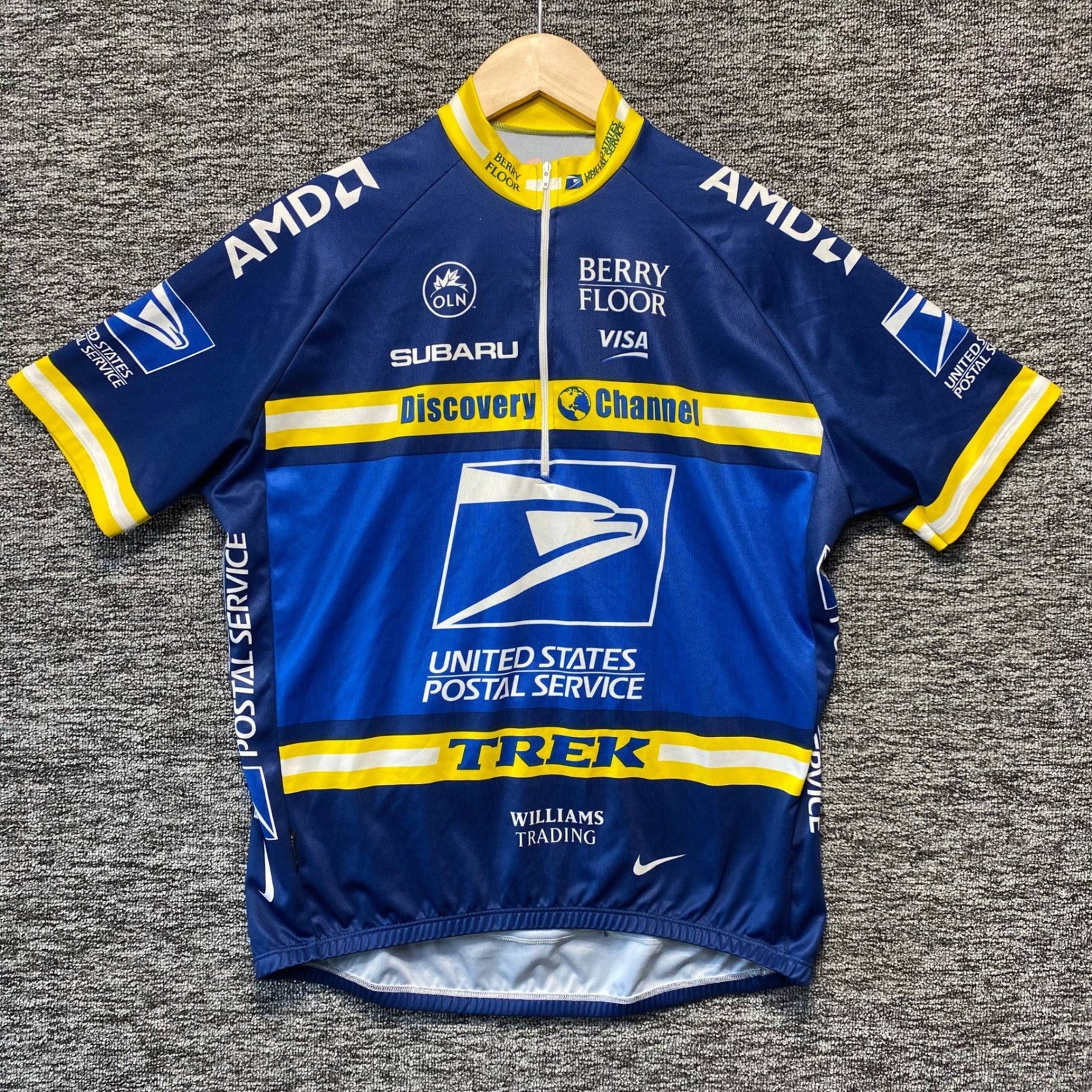 Vintage Nike USPS United States Postal Service Cycling Jersey Mens XL Trek AMD