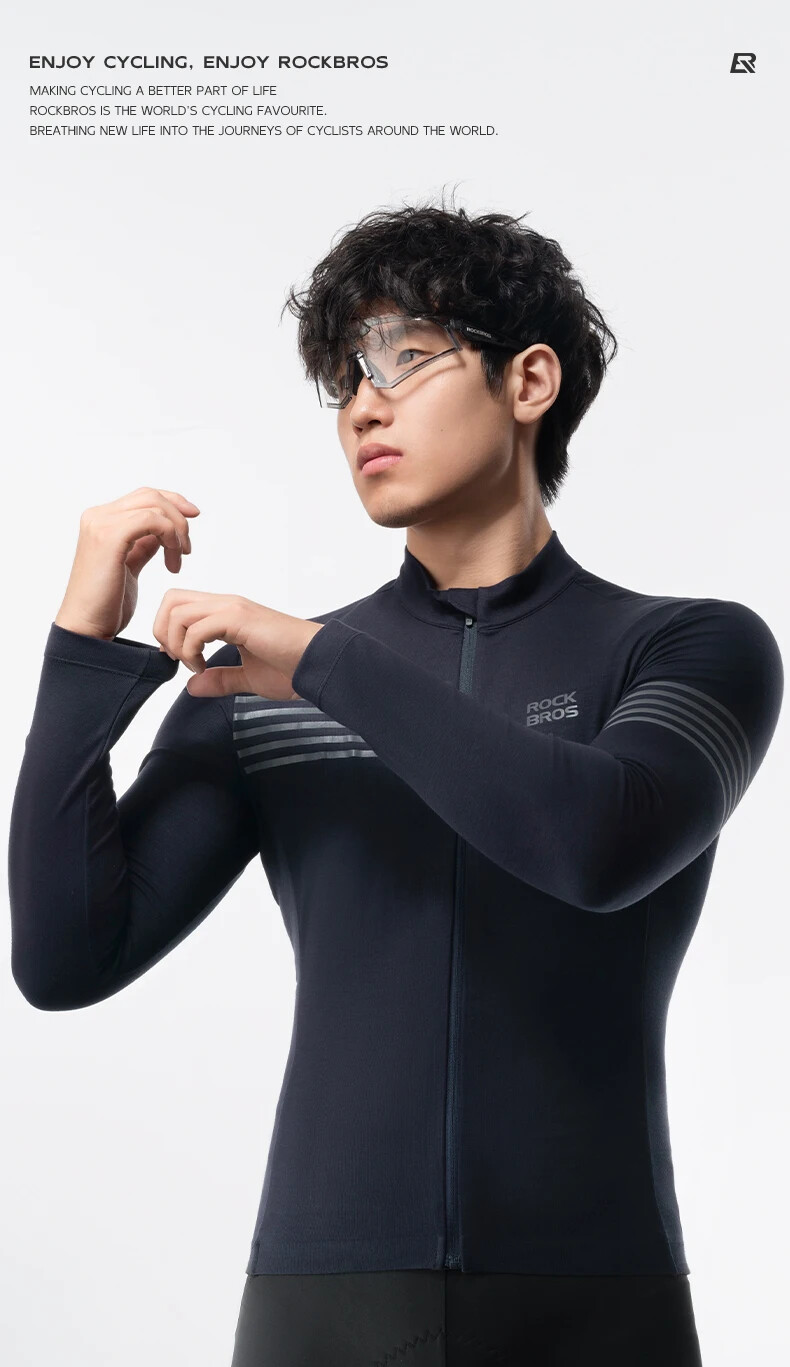 ROCKBROS Men’s Winter Cycling Jersey Thermal Top Long Sleeves Bicycle Clothing