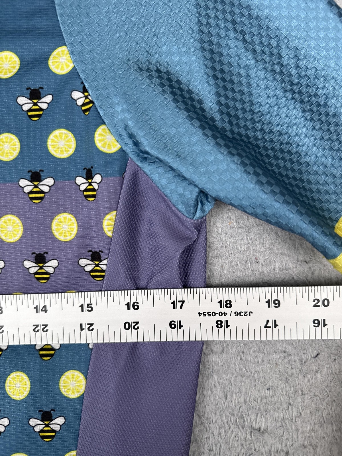 Primal Cycling Jersey Womens Large Blue Bee Lemon Graphic Full Zip Pockets Bike