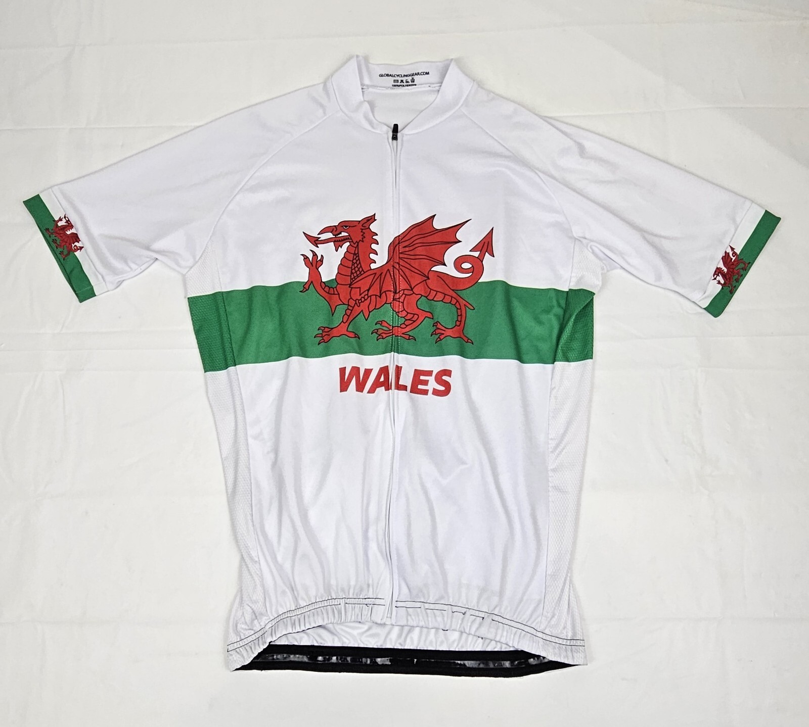 Team United Kingdom Pride Of Wales Cycling Jersey Mens Med. White Short Sleeve