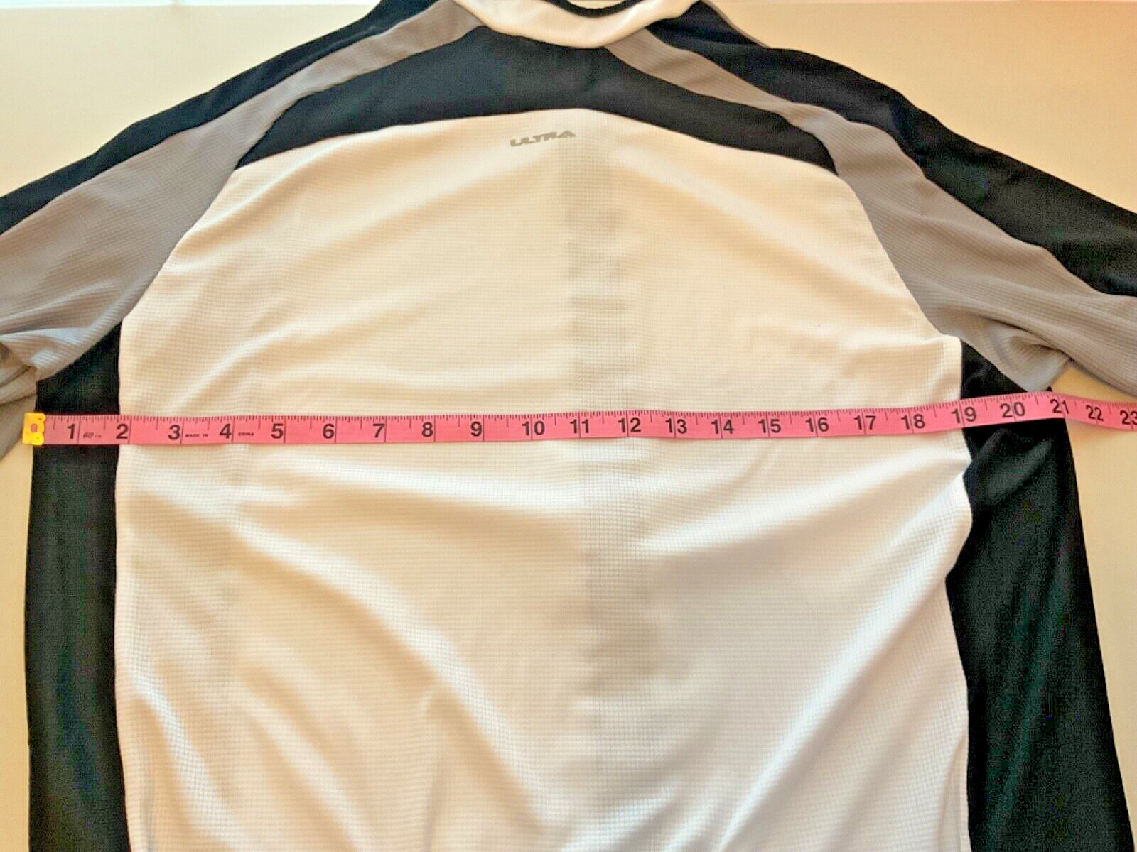 PERFORMANCE Ultra Cycling White Black Gray Full Zip SS Pockets Shirt Biking (L)