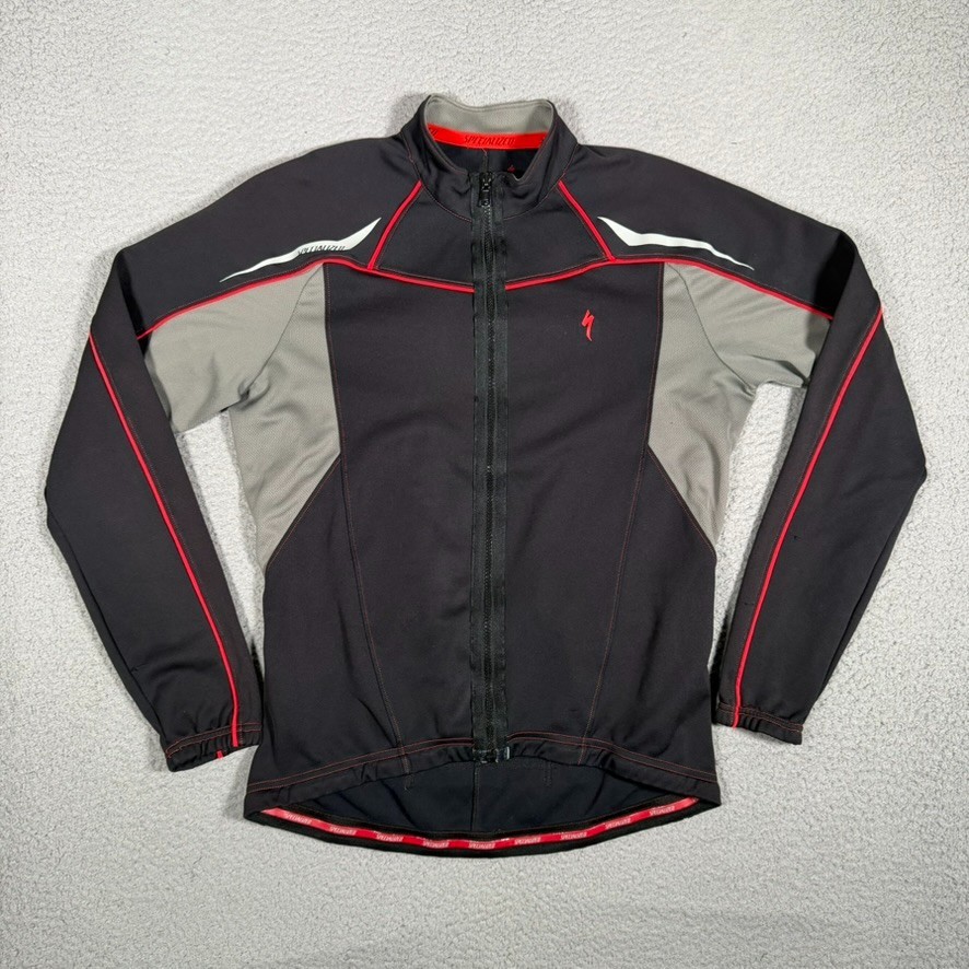 Specialized Cycling Jacket Mens Large Black Full Zip Outdoor Stretch Pockets