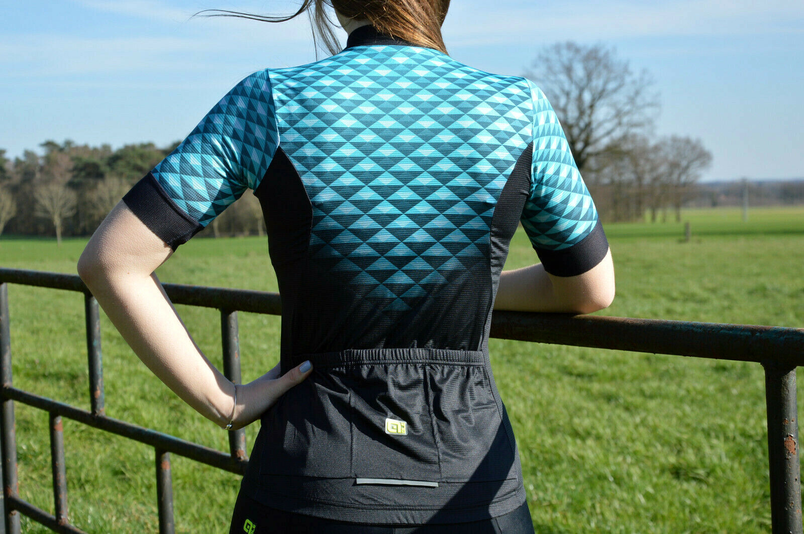 Ale Solid Hexa Lady Jersey Women’s Jersey Breezy Lightweight Black Turquoise